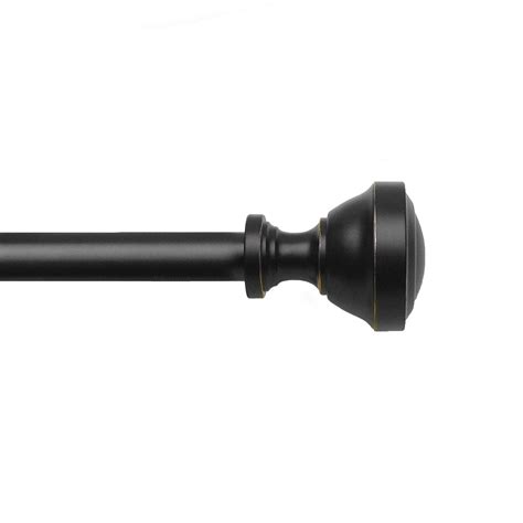 Mainstays 3/4" Matte Black Urn Single Curtain Rod, 30-84", Black ...