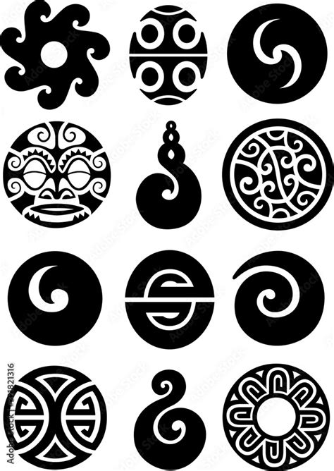 Collection of polynesian symbols and designs vector de Stock | Adobe Stock