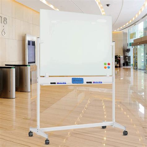 Mobile Glass Dry Erase Board with Stand, Large Magnetic Whiteboard ...