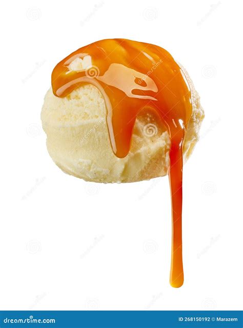 Vanilla Ice Cream with Caramel Sauce Stock Photo - Image of decorate ...