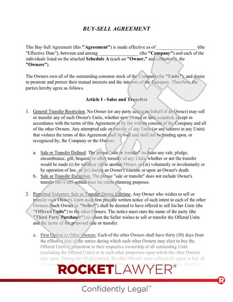 Free Buy-Sell Agreement Template & FAQs - Rocket Lawyer