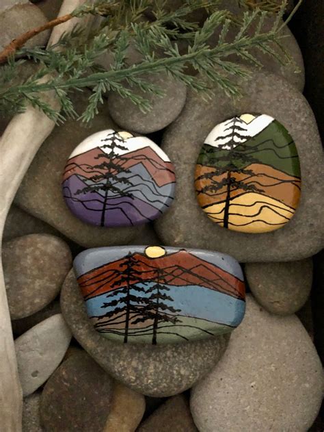 Mountain Art Painted Rock | Diy rock art, Painted rocks, Stone art painting