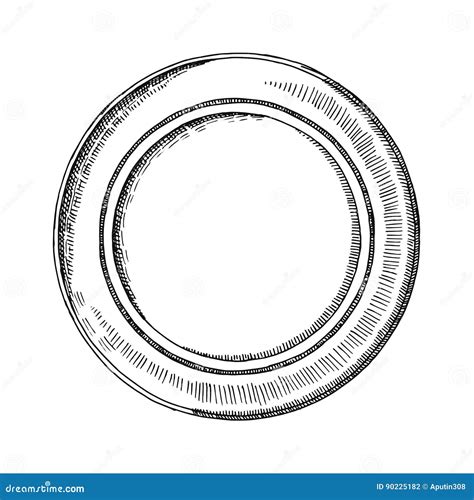 Plate Drawing Vector Sketch Stock Vector - Illustration of template ...