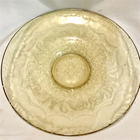 Vintage Yellow Depression Glass Madrid Pattern Serving Bowl/ Centerpiece