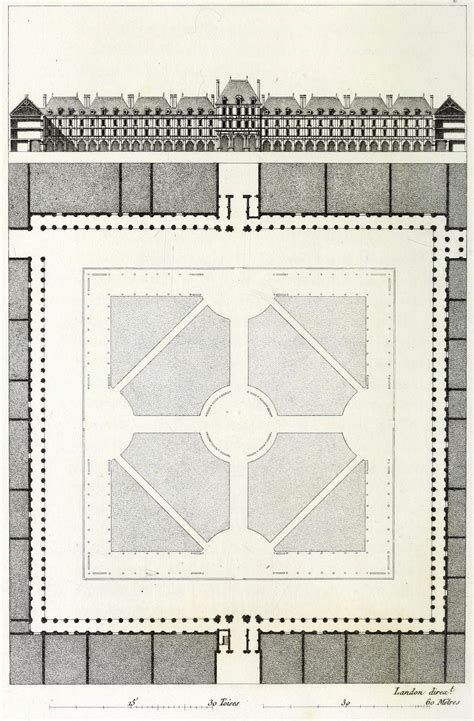 Elevation and plan of the Place des Vosges, Paris Architecture Mapping ...