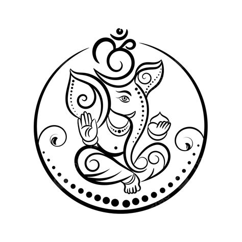 Lord Ganesh Outline Logo Illustration With Om Symbol, Lord Drawing ...