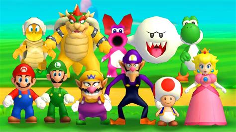 New Super Mario Bros. Wii - Every Playable Characters (+DLC Included ...