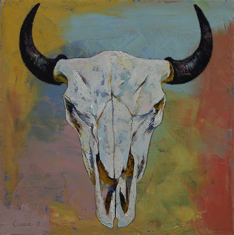 Bison Skull Painting by Michael Creese