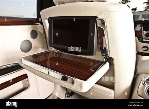 Concealed plasma screen in seat back, Rolls Royce Ghost luxury saloon ...