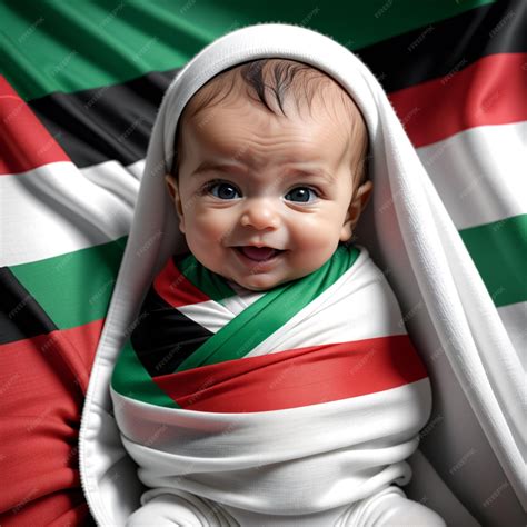 Premium AI Image | Realistic Cute Palestine KidsInfantPalestine Flag