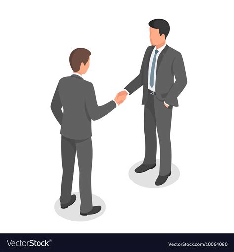 Isometric business people shaking hands in Vector Image