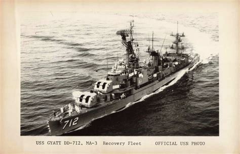 Photo USS Gyatt Destroyer DD-712 MA-3 Recovery Fleet Official US Navy ...