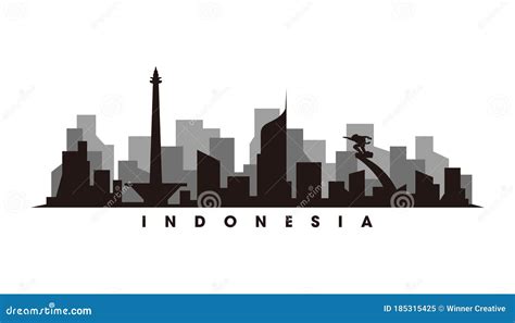 Jakarta Skyline and Landmarks Silhouette Vector Stock Vector ...