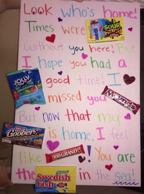 Welcome home candy poster for my boyfriend ️ | Welcome home boyfriend ...