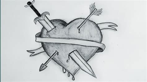 Broken Heart Pencil Drawing