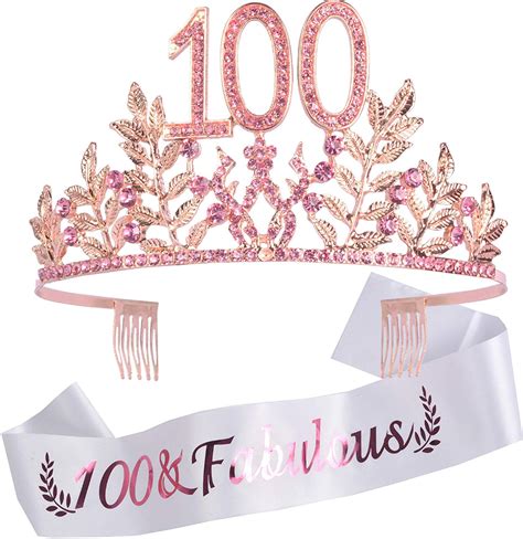 DORADREAMDEKO 100th Birthday Sash and Tiara for Women - Fabulous ...