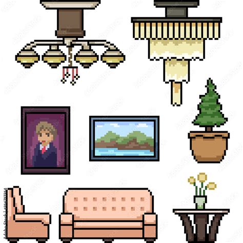 vector pixel art living room Stock Vector | Adobe Stock