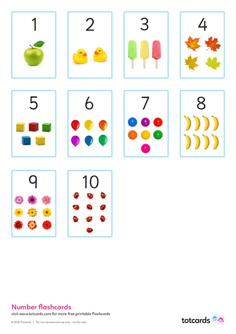 Free number flashcards for kids - Totcards