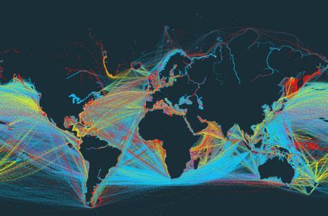 World Map Showing Only Shipping Routes in 2020 | Ocean depth, Route