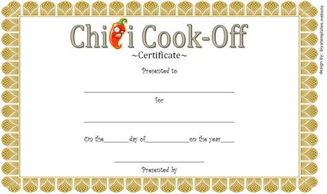 Chili Cook Off Certificate Templates [10+ NEW DESIGNS FREE DOWNLOAD ...