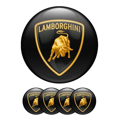 Lamborghini Sticker Wheel Center Hub Cap Domed Badge Classic Black ...