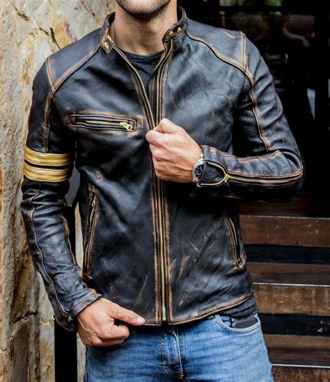 Cafe Racer Vintage Distressed Leather Jacket | Celebs Outfits