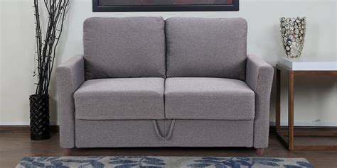 Buy George Two Seater Sofa with Storage in Grey Colour by Durian Online ...