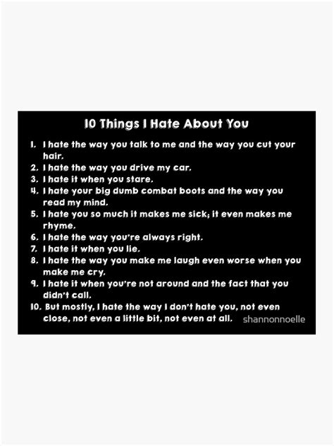 "10 Things I Hate About You Poem" Sticker by shannonnoelle | Redbubble