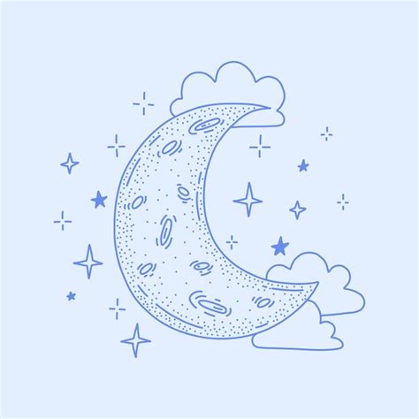 Free Vector | Moon and stars drawing illustration