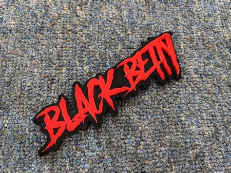 Black Betty Car Badge - Red On Gloss Black - Aggressive Font – Atomic ...