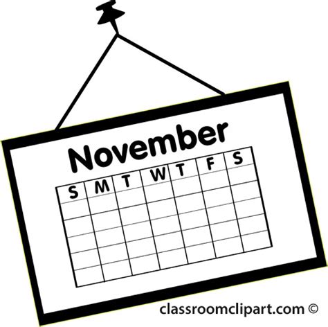 Calendar Clipart- calendar_november_outline_2 - Classroom Clipart