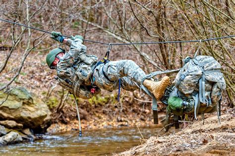 An Army Ranger School student completing a river crossing | Us army ...