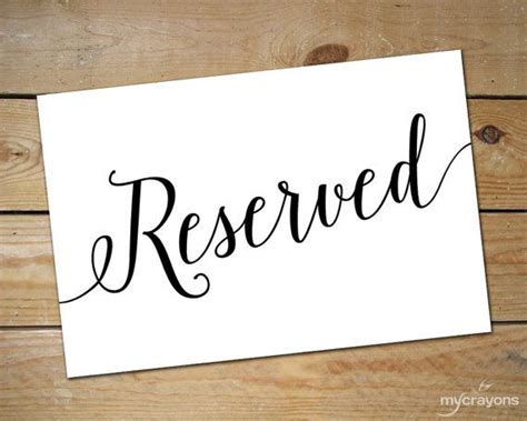 Printable Reserved Sign Wedding / Reserved Table Sign, Reserved Seat ...