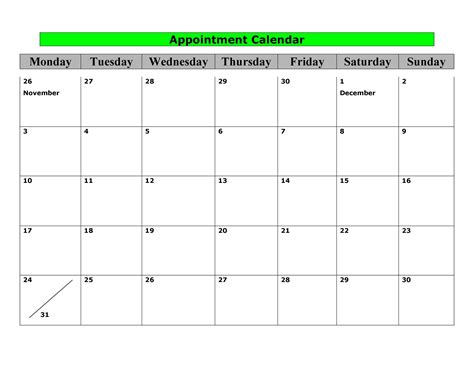 Printable Appointment Calendar