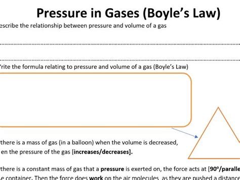 KS4 GCSE Physics: Pressure in Gas (Boyle's Law) Formula Worksheet with ...