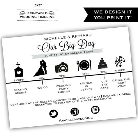 Printable Wedding Timeline Printable by ClassyPrintsOnline