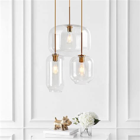 Brass Finish Mid-Century Glass Pendant Light Fixture | Chandelierias