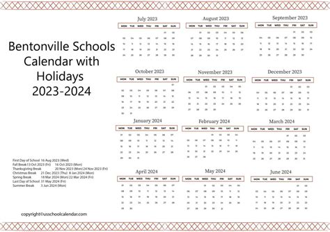 Bentonville School District Calendar - Siana Annabal