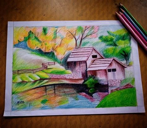 Landscape sketch | Nature art drawings, Pencil drawings of nature ...