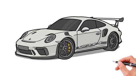 How to draw a PORSCHE 911 GT3 RS 2018 / drawing porsche 911 991 2019 ...