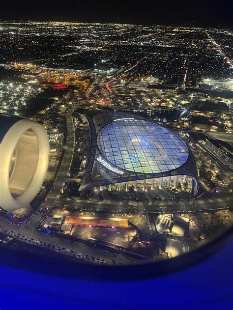 Photo of SoFi Stadium Captured From a Plane During Super Bowl Goes Viral