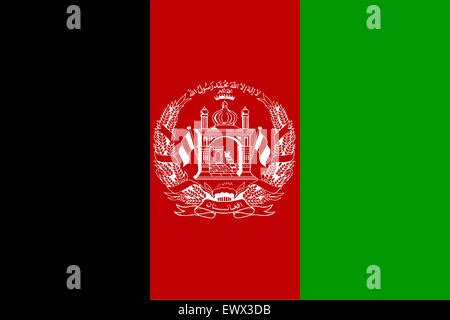 National flag of Afghanistan: black, red and green vertical stripes ...