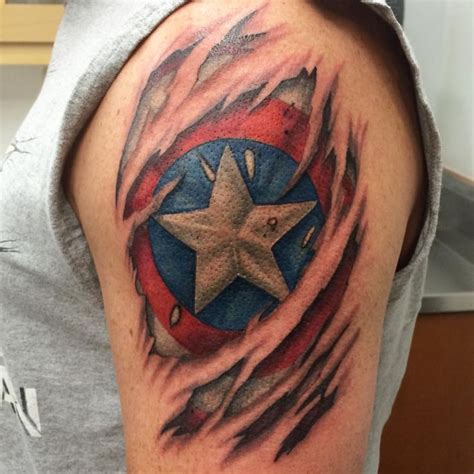 105 Captain America Tattoo Designs and Ideas for Marvel Superhero Fans ...