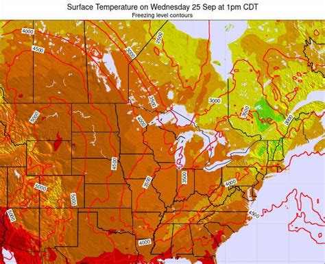 Michigan Surface Temperature on Monday 24 May at 1pm CDT