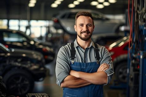 Premium AI Image | Photo of a mechanic man in a car repair shop