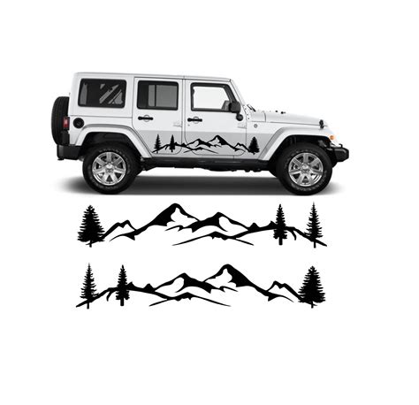 Jeep Wrangler Tree And Mountain Set Of 2 Graphics | Custom Made In the ...