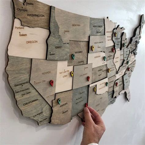 Wooden US Map of United States Wood Wall Art USA Travel Map - Etsy ...