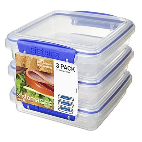 Sistema Klip It Collection Sandwich Box Food Storage Container, 15.2 ...