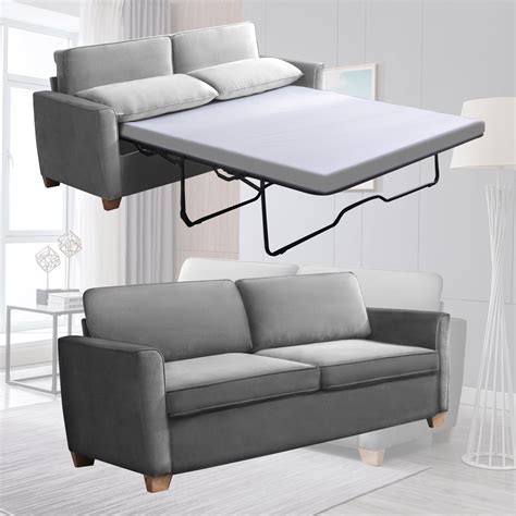 Mixoy Full-Size Grey Velvet Loveseat Pull-Out Sleeper Sofa Bed for ...