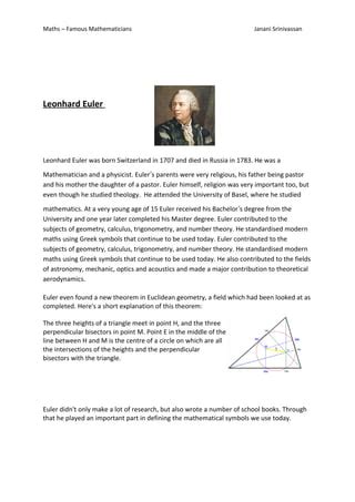 Famous Mathematicians | PDF